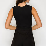 Ribbed Top Layered Belted Skort