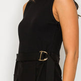 Ribbed Top Layered Belted Skort