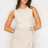 Ribbed Top Layered Belted Skort
