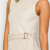 Ribbed Top Layered Belted Skort