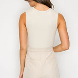 Ribbed Top Layered Belted Skort