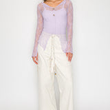 Braided Tie Wide Leg Cargo Pants