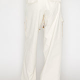 Braided Tie Wide Leg Cargo Pants