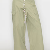 Braided Tie Wide Leg Cargo Pants