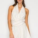 Halter Wrap Romper with Gold Ring Detail