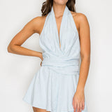 Halter Wrap Romper with Gold Ring Detail
