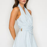 Halter Wrap Romper with Gold Ring Detail