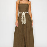 Lace-Tie Wide-Leg Jumpsuit