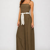 Lace-Tie Wide-Leg Jumpsuit