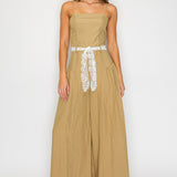 Lace-Tie Wide-Leg Jumpsuit