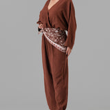Printed Scarf Belt Jumpsuit