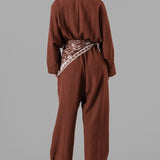 Printed Scarf Belt Jumpsuit