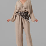 Printed Scarf Belt Jumpsuit