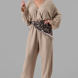 Printed Scarf Belt Jumpsuit