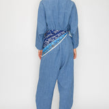Printed Scarf Belt Jumpsuit