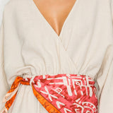 Printed Scarf Belt Jumpsuit