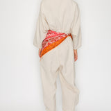 Printed Scarf Belt Jumpsuit