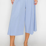 Short-Sleeve Cropped Jacket & Pleated Wide Culotte Pants Set (PANTS ONLY)