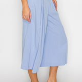 Short-Sleeve Cropped Jacket & Pleated Wide Culotte Pants Set (PANTS ONLY)