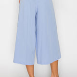 Short-Sleeve Cropped Jacket & Pleated Wide Culotte Pants Set (PANTS ONLY)