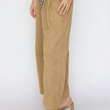 Wide Leg Pants with Printed Scarf Belt