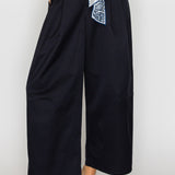 Wide Leg Pants with Printed Scarf Belt