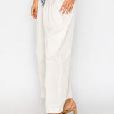 Wide Leg Pants with Printed Scarf Belt