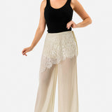 Lace Wrap Detail Sheer Wide Leg Pants