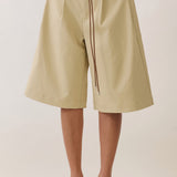 Belted Wide-Leg Bermuda Shorts
