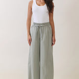 Elastic Waist Drawstring Wide-Leg Pants