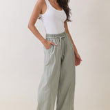 Elastic Waist Drawstring Wide-Leg Pants