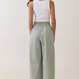 Elastic Waist Drawstring Wide-Leg Pants