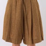 Textured Pleated Bermuda Shorts with Belt Detail