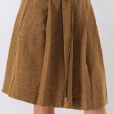 Textured Pleated Bermuda Shorts with Belt Detail