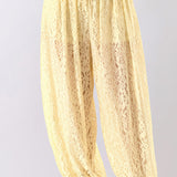 Floral Lace Open-Back Halter Top &  Elastic-Waist Balloon Pants (PANTS ONLY)