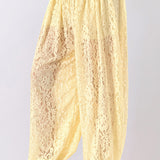 Floral Lace Open-Back Halter Top &  Elastic-Waist Balloon Pants (PANTS ONLY)