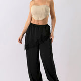 Lace Detail Draped Harem Pants