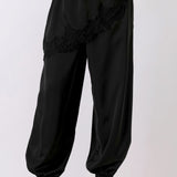 Lace Detail Draped Harem Pants