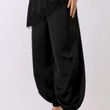 Lace Detail Draped Harem Pants