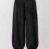 Lace Detail Draped Harem Pants
