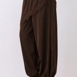 Lace Detail Draped Harem Pants