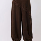 Lace Detail Draped Harem Pants