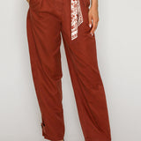 Printed Scarf Belt Relaxed Ankle Tab Pants