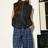 Plaid Wide-Leg Bermuda Pants