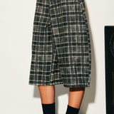 Plaid Wide-Leg Bermuda Pants