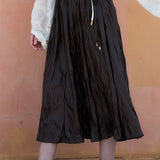 Crinkled A-line Midi Skirt