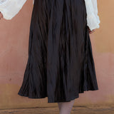 Crinkled A-line Midi Skirt