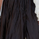 Crinkled A-line Midi Skirt