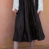 Crinkled A-line Midi Skirt