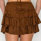 Fringe Halter Crop Top & Tiered Ruffle Mini Skort Set (Skort Only)